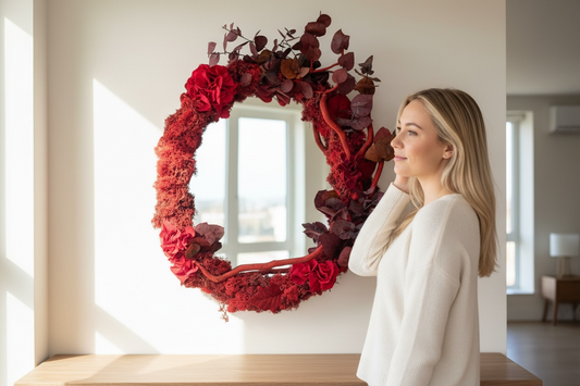 Luxury Red Floral Mirror Decor