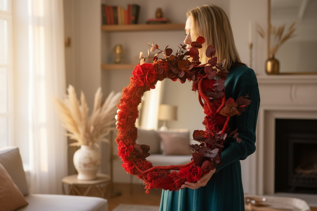 Luxury Red Floral Mirror Decor