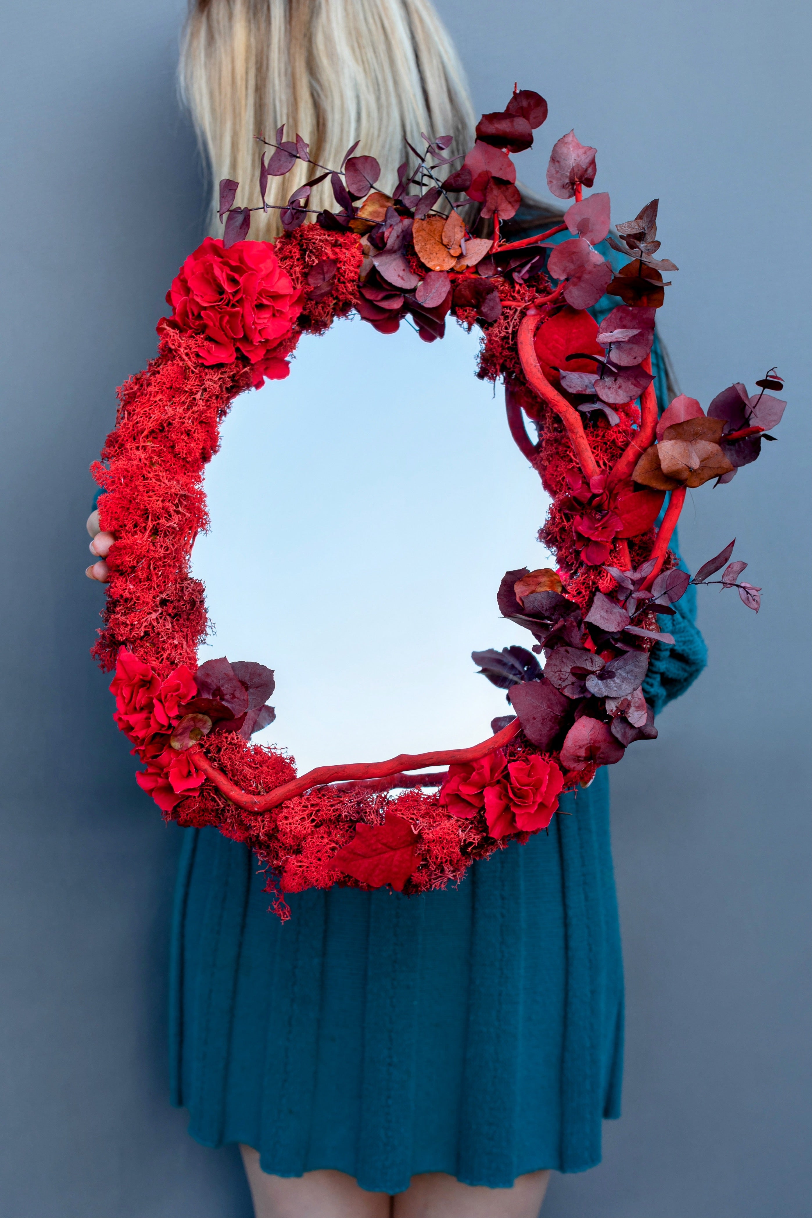 Luxury Red Floral Mirror Decor