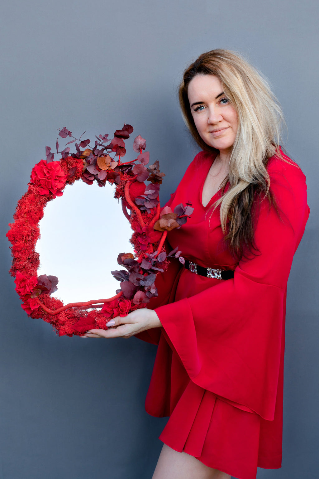 Luxury Red Floral Mirror Decor