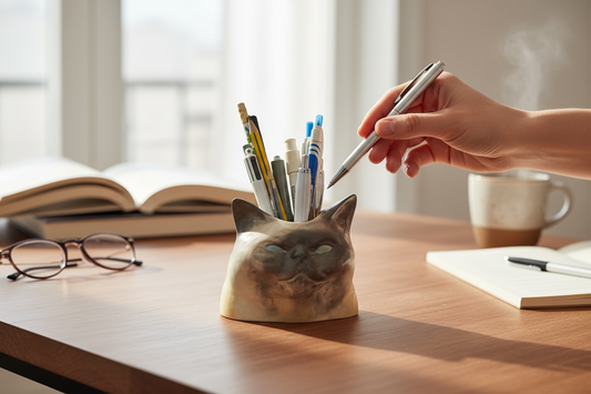 Cat Head Planter – Sculptural Concrete Decor