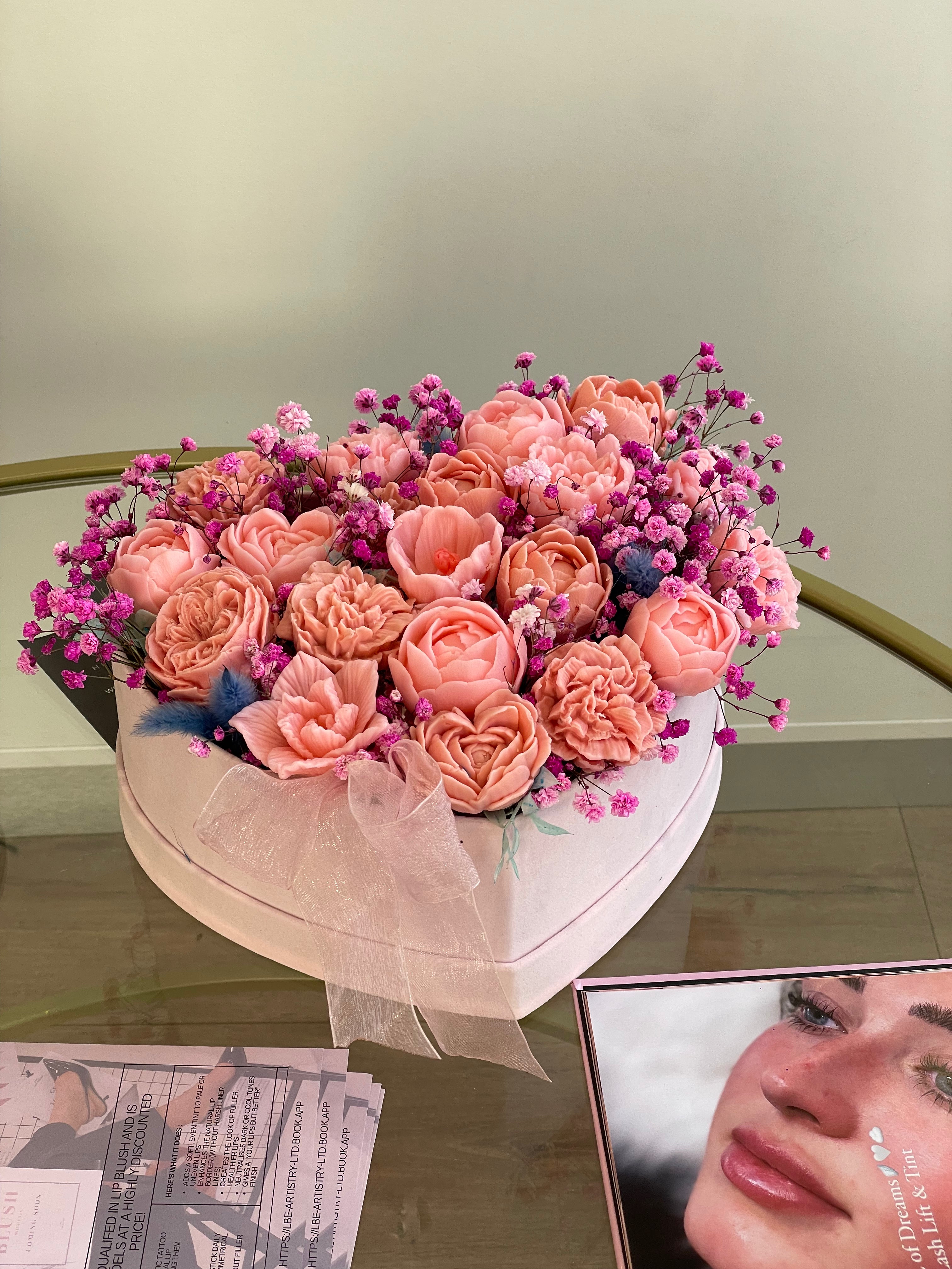 Luxury Soap Rose Bouquet in Heart Box
